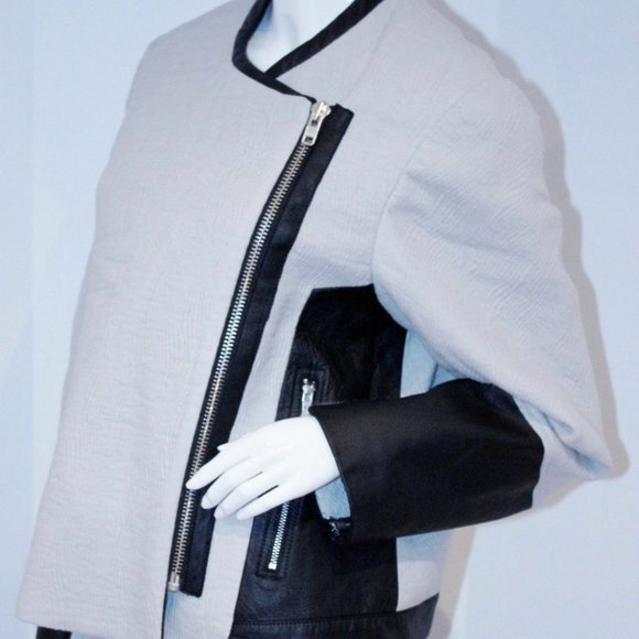 HELMUT  LANG Jacket JACQUARD Zip LEATHER Moto - Picture 4 of 8